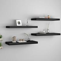 VidaXL Wandschappen zwevend 4 st 60x23,5x3,8 cm mdf zwart - thumbnail