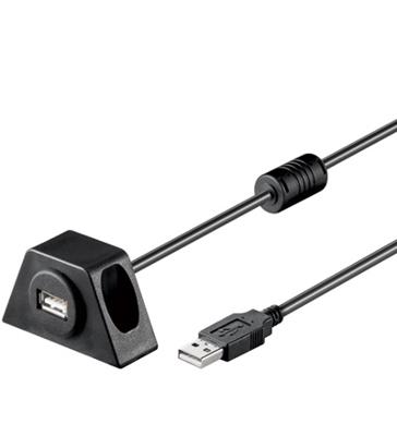 Goobay 95445 USB 2.0 Hi-Speed verlengkabel met montagehouder, 1,2 m zwart