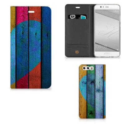 Huawei P10 Plus Book | Wallet Case | Wood Heart - Cadeau voor je Vriend