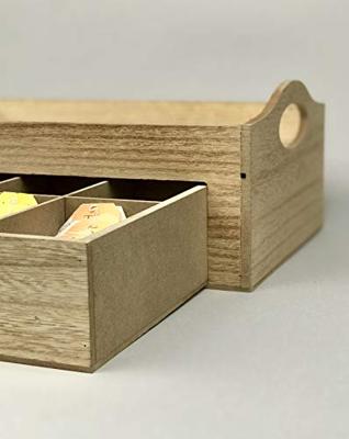 Theedoos met zeven vakken van hout, bruin (B/H/D) 30x11x20 cm