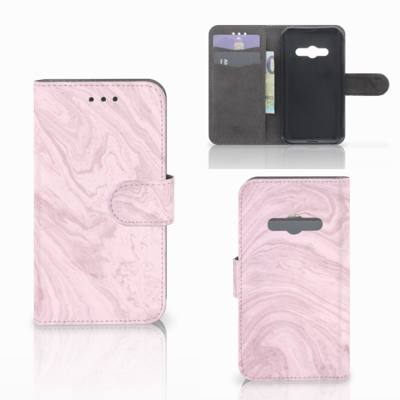 Samsung Galaxy Xcover 3 | Xcover 3 VE Bookcase Marble Pink - Origineel Cadeau Vriendin Samsung Galaxy Xcover 3 | Xcover 3 VE Bookcase Marble Pink - Origineel Cadeau Vriendin