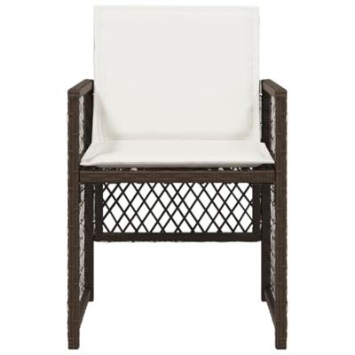 Tuinstoelen 4 st met kussens poly rattan bruin
