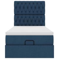 Bed met matras 90x200 cm stof blauw - thumbnail