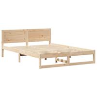 Bedframe met hoofdeinde Naturel 150 x 200 cm Massief grenenhout - thumbnail