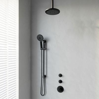 Black Edition thermostatische inbouw regendouche Set 23 met 20 cm douchekop en plafondarm