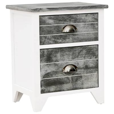 VidaXL Nachtkastje 38x28x45 cm paulowniahout grijs en wit VidaXL Nachtkastje 38x28x45 cm paulowniahout grijs en wit