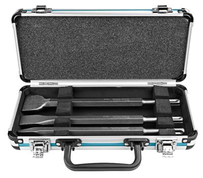 Makita Accessoires 3-delige SDS plus beitelset: Punt, Vlak en Spadebeitel in aluminium koffer D-42357 - D-42357