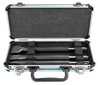 Makita Accessoires 3-delige SDS plus beitelset: Punt, Vlak en Spadebeitel in aluminium koffer D-42357 - D-42357 - thumbnail