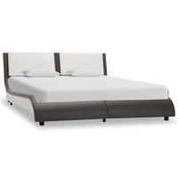 vidaXL Bedframe kunstleer grijs en wit 140x200 cm - thumbnail