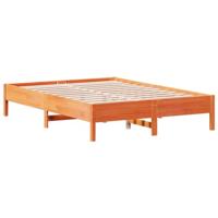 Bedframe zonder matras massief grenenhout wasbruin 135x190 cm - thumbnail