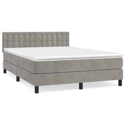 Boxspring met matras fluweel lichtgrijs 140x190 cm