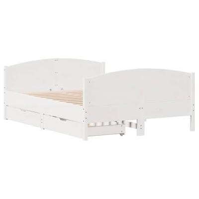 Bedframe zonder matras massief grenenhout wit 140x190 cm