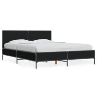 Bedframe bewerkt hout metaal zwart 135x190 cm - thumbnail