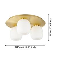 Eglo Gouden plafondlampManzanares met wit glas - 900304 - thumbnail