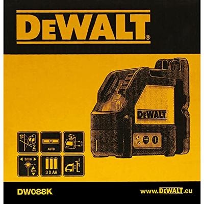 DeWALT DW088KTRI Zelfnivellerende Kruislijnlaser - 2 Stralen - Rood incl. Statief