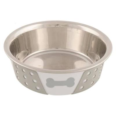 TRIXIE VOERBAK RVS / SILICONE WIT / GRIJS 14X14 CM 400 ML 4 ST