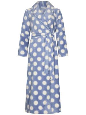 Polkastippen fleece badjas ijsblauw