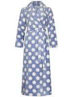 Polkastippen fleece badjas ijsblauw - thumbnail