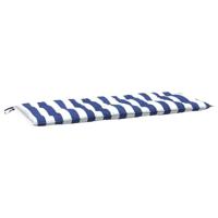 Tuinbankkussens 2 st gestreept 120x50x7 cm stof wit en blauw - thumbnail