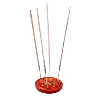 Mango Hout Ronde Wierookhouder Vlinder Inleg