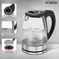 Bomann WKS 6032 G CB Glas Waterkoker 1.7L 2200W RVS/Zwart - thumbnail