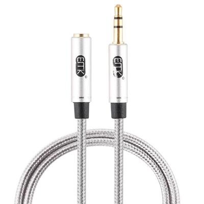 EMK 3 5 mm mannelijk naar vrouwelijk vergulde plug katoen gevlochten audio kabel voor spreker/notebooks/koptelefoon lengte: 0 5 m (grijs)