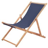 VidaXL Opklapbare stoel met stoffen bekleding en houten frame, blauw - thumbnail