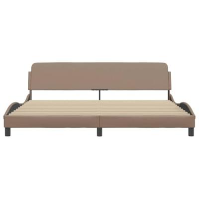 Bedframe met hoofdbord kunstleer cappuccinokleurig 200x200 cm Bedframe met hoofdbord kunstleer cappuccinokleurig 200x200 cm