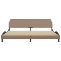 Bedframe met hoofdbord kunstleer cappuccinokleurig 200x200 cm - thumbnail