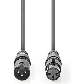 Nedis DMX-Adapterkabel | XLR 3-Pins Male naar XLR 3-Pins Female | 3 m | 1 stuks - COTH15012GY30 COTH15012GY30
