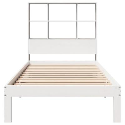 Bed met boekenkast zonder matras grenenhout wit 90x190 cm - thumbnail