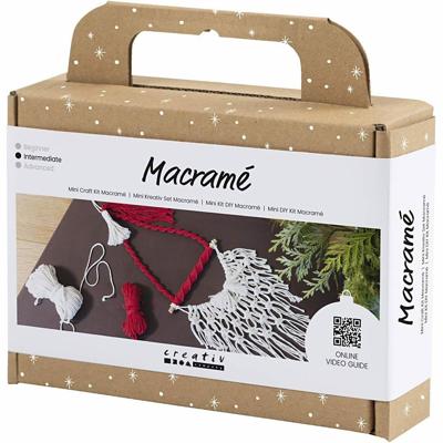 Creativ Company Mini hobbyset macramé, kerstman, kerstrood, off-white, 1 doos Creativ Company Mini hobbyset macramé, kerstman, kerstrood, off-white, 1 doos