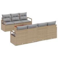 Tuinbankenset met opslag 8 pcs Beige en Licht Grijs poly rattan - thumbnail