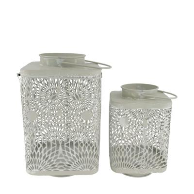 Lantaarn metaal grijs set a 2