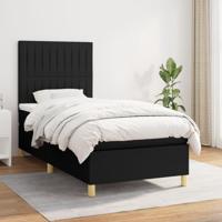 Boxspring met matras stof zwart 90x190 cm - thumbnail