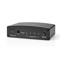 Nedis ASWI2514BK Digitale Audio-switch 4-wegs Input: Dc Power / 4x Toslink Output: Toslink Female Afstandsbediening / Drukknop / Manueel Metaal Zwart - thumbnail