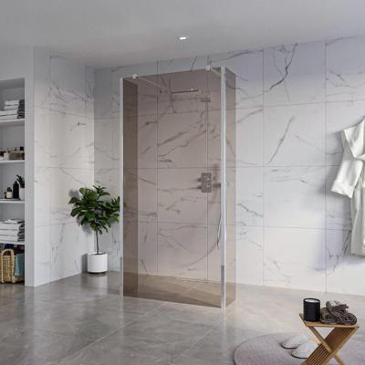 Fortifura Galeria Vrijstaande Inloopdouche - 100x200cm - Rookglas - antikalk - 8mm veiligheidsglas - 2 zijwanden 40cm - wandsteunen en hoekprofielen - Chroom SW927766 2x/SW797940/SW797934 2x/SW358024 2x