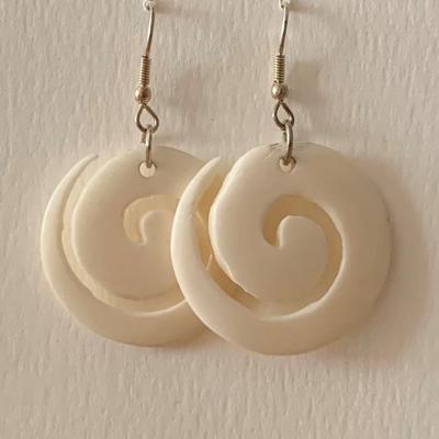 Oorhangers van Yakbeen Spiraal Wit (Ø 2,6 cm) Oorhangers van Yakbeen Spiraal Wit (Ø 2,6 cm)