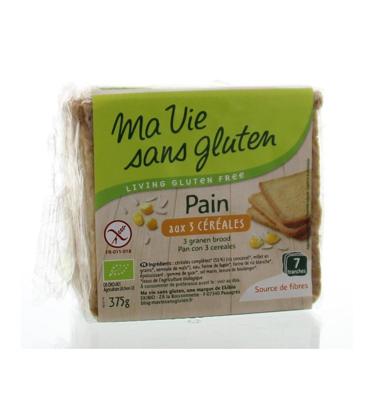 Ma Vie Sans Brood 3 granen glutenvrij bio 375 Gram Ma Vie Sans Brood 3 granen glutenvrij bio 375 Gram
