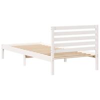 Bedframe met hoofdeinde Wit 90 x 220 cm Massief grenenhout - thumbnail
