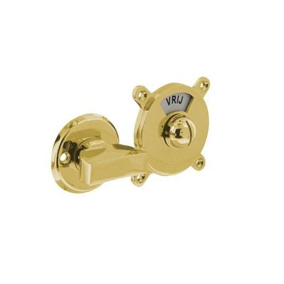 WC-sluiting Degeorge met 8mm stift en tekst "vrij / bezet" messing gelakt