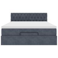 Ottoman bed met matras 140x200cm fluweel donkergrijs - thumbnail