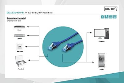 Digitus DK-1531-030/B RJ45 Netwerkkabel, patchkabel CAT 5e SF/UTP 3.00 m Blauw 1 stuk(s) Digitus DK-1531-030/B RJ45 Netwerkkabel, patchkabel CAT 5e SF/UTP 3.00 m Blauw 1 stuk(s)