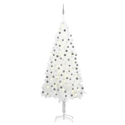 VidaXL Kunstkerstboom met verlichting en kerstballen 240 cm wit