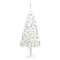 VidaXL Kunstkerstboom met verlichting en kerstballen 240 cm wit - thumbnail