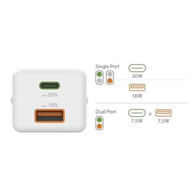 Hama USB-oplader 20.00 W 1x USB-C, 1x USB-A USB PD, QC 3.0 Wit Binnen Snellader - thumbnail