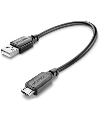 Cellularline - Power Cable 15 cm - MICRO USB - Micro-USB-kabel voor opladen en gegevensoverdracht - Zwart