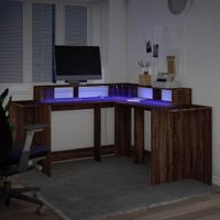 Bureau met LED-verlichting 152x152x91 cm hout bruin eikenkleur - thumbnail