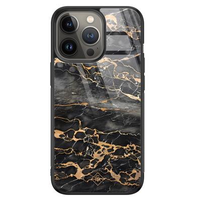 iPhone 13 Pro glazen hardcase - Marmer grijs brons iPhone 13 Pro glazen hardcase - Marmer grijs brons