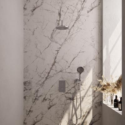 Chrome Carving inbouw regendouche 3-weg omstelling SET 33 met 20cm douchekop en gebogen muurarm Chrome Carving inbouw regendouche 3-weg omstelling SET 33 met 20cm douchekop en gebogen muurarm